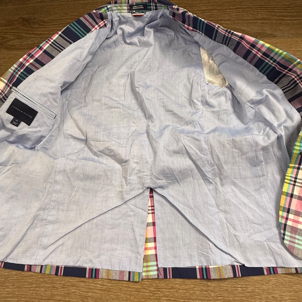 Tommy Hilfiger Boy's Plaid Blazer Size 14, Two Button, Long Sleeve, Lined Preppy - Picture 12 of 16